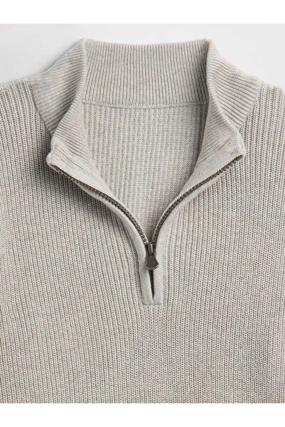 GAP Erkek Çocuk Gri Half-Zip Mockneck Kazak