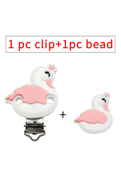 Choice1 1 set 1/3/10pcs Silicone New Swan Beads Teether Food-Grade Chewing Te...