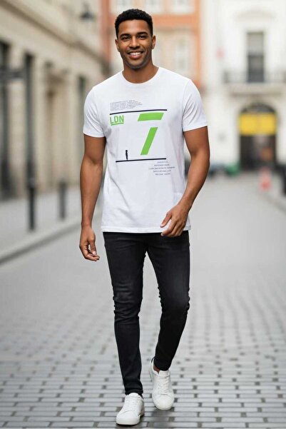 Voltaj Ανδρικό μπλουζάκι Enrique με τύπωμα Λευκό