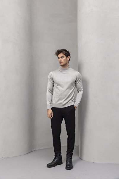 Valiberta Pulover bărbați Fincher Yarım Balıkçı Dar Kalıp - Gri deschis