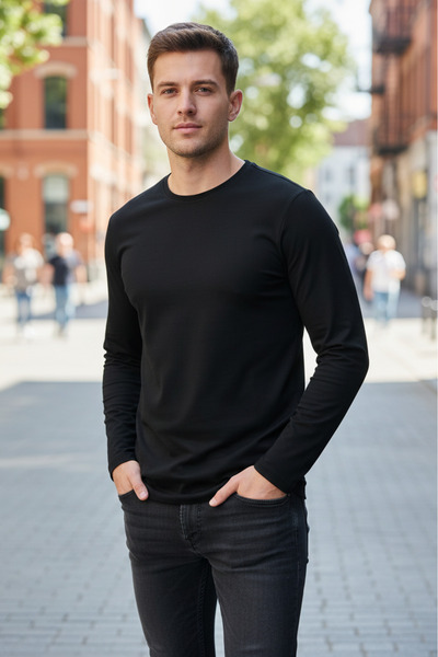 Voltaj Μαύρο μακρυμάνικο μπλουζάκι Evan