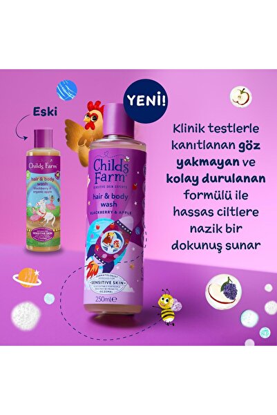 Childs Farm Böğürtlen ve Organik Elma Özlü Çocuk Saç ve Vücut Şampuanı 250ml
