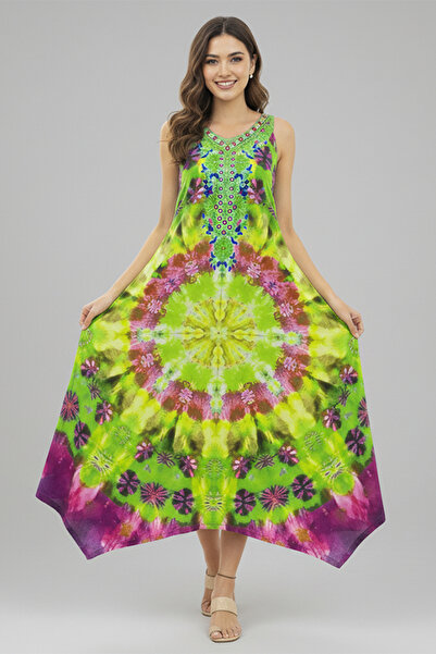 dorbe tie-dye mandala bohemian summer style maxi dress for women