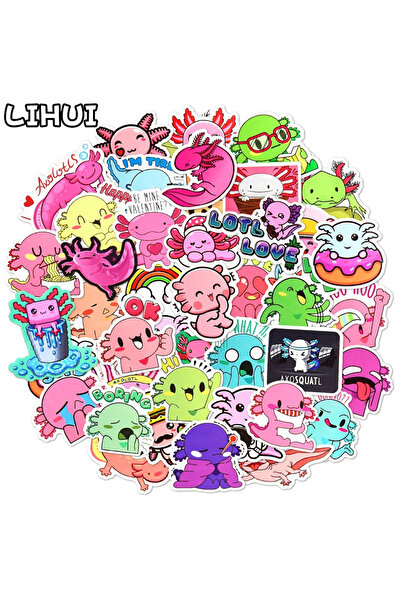 Choice 50 قطعة من ملصقات كرتونية لطيفة على شكل حيوان أكسولوتل لأجهزة الكمبيوت...