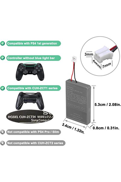 Dnr Bilşim PlayStation 4 Sony Pil DualShock V2 İnce soket PS4 V2 Oyun Kolu slim /Pro Battery V2 polimer pil
