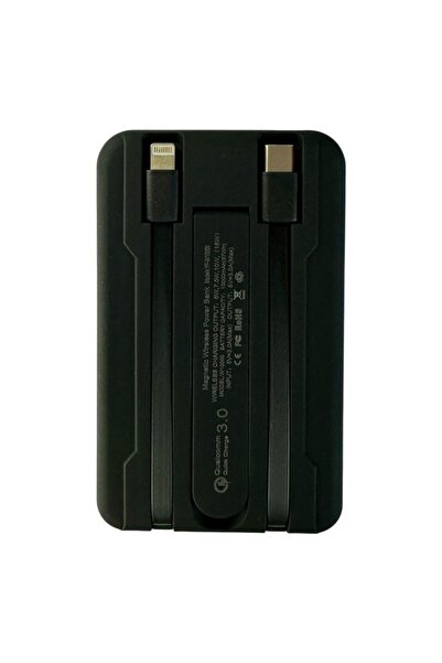 OEM Magnetic external battery 10000 mAh, Qi wireless charging, Fast Charge 3.0A, integrated cables Type