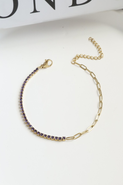 DEMOKAN Women's Steel Bracelet Thin Waterway Ellipse Mix Chain Bracelet