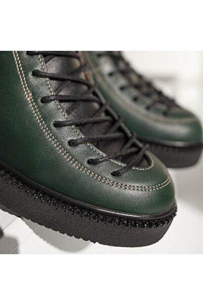 BMoD Women's green genuine leather casual shoes with laces MOD03549