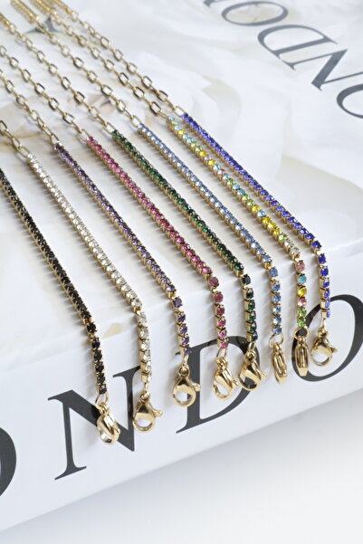 DEMOKAN Kadın Çelik Bileklik İnce Suyolu Elips Mix Zincir Bileklik