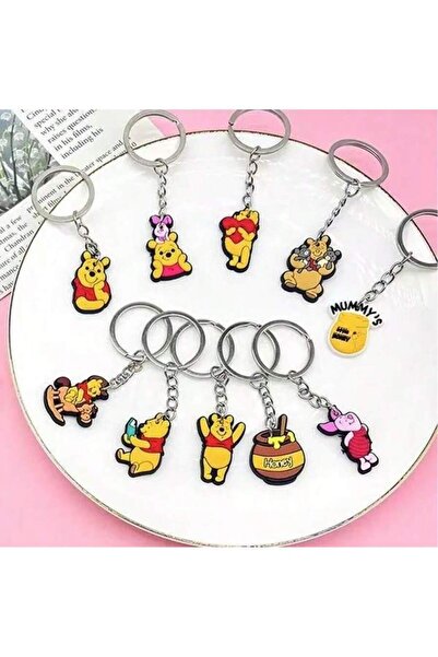 Miniso 10PCS 10pc Disney Winnie the Pooh Keychain - Soft PVC Bookbag Charm, Cute Cartoon Honey-Themed Keyri