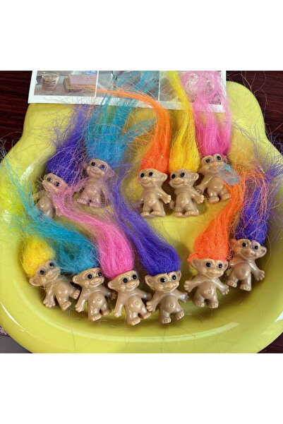 Miniso random 10pcs 10Pcs Mini Trolls Dolls Anime Action Figure Colorful Hair Family Members Models Collect