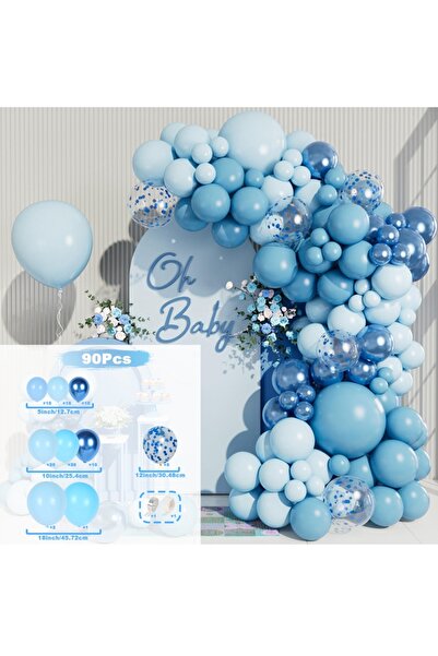 Choice كما في الصورة 1 مجموعة قوس جارلاند البالونات الزرقاء وزينة حفلات عيد الميلاد السعيدة بالونات القصاصات الورقية للأطفال