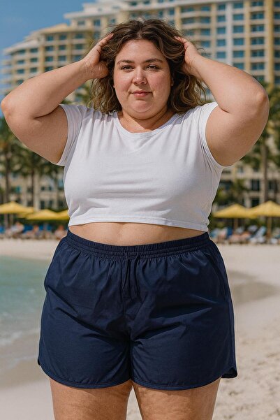 Lio20 Women's Plus Size Swim Shorts - Navy Blue - No Pockets - Sizes 3Xl-6Xl