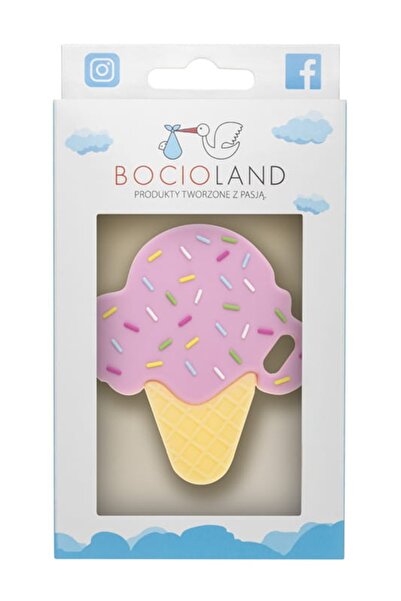Bocioland Jucarie pentru dentitie Bocioland, Model inghetata, Silicon, +0 luni