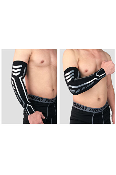 Choice أكمام ذراع ضاغطة رياضية سوداء مقاس كبير، قطعة واحدة - أكمام رياضية ورم...