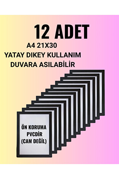 Hometaş Ev Ürünleri 12 ADET A4 21X30 FOTOĞRAF ÇERÇEVESİ DİPLOMA SERTİFİKA ÇER...