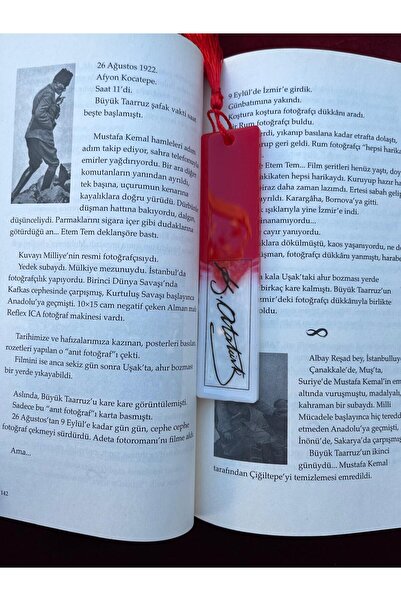 Demet Art Studio Reçineye Hayat Veriyoruz Epoxy 5 Pieces Ataturk Signed Red and White October 29Th Gift Bookmark