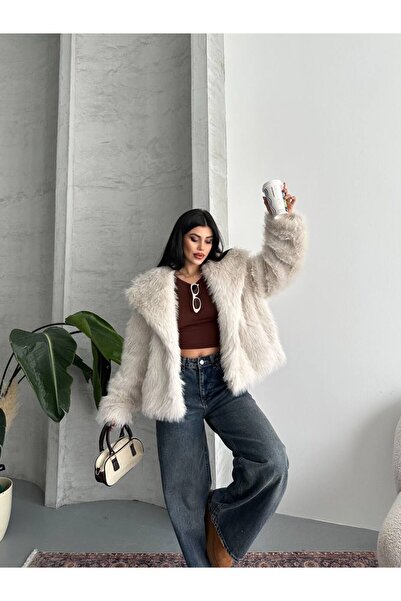 SBL COLLECTİON Faux Fur with Shawl Collar and Inner Lining