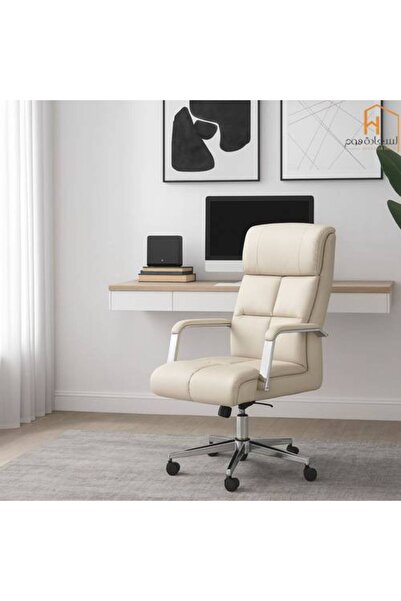 Al Saada Home كرسي مكتب دوار - كريمي - 48 × 62 × 115 سم