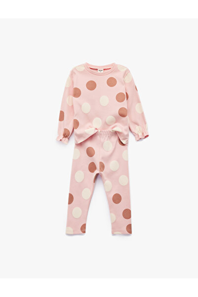 Koton Cotton Polka Dot 2-Piece Leggings and T-Shirt Set