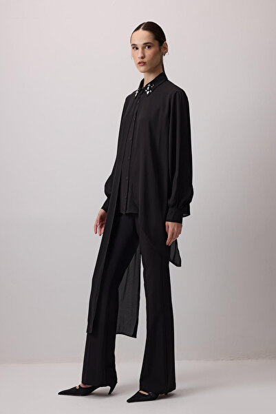 Touché Privé Cămașă din șifon brodat cu piatră