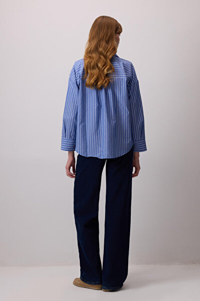 Touché Privé Cămașă din poplin cu dungi brodate cu piatră