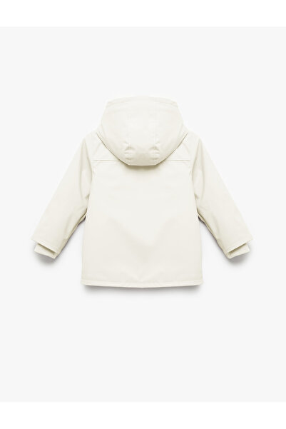 Koton Long Sleeve Hooded Coat with Plush Detailed Flap Pockets