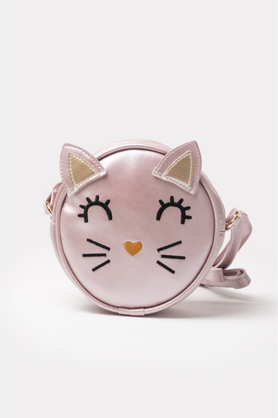 ICONE BAG Girl's Shoulder Bag with Round Cat Head Design Faux Girl's Bag