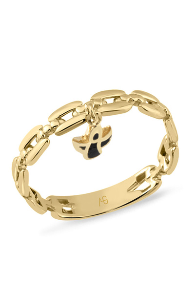 Aslı Gold Melek Sallantılı Altın Zincir Yüzük (YZK0639)