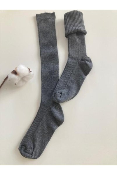 KEY KIDS جوارب أنثراسايت بطول الركبة