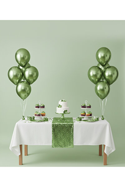 Cansüs 15-Piece 12-Inch Chrome Balloon Set Green - Metallic Shiny Party and Decor Balloons