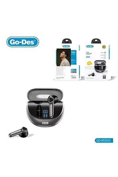 Go-Des سماعات أذن TWS بلوتوث 5.3 مع تحكم باللمس وميكروفون عالي الدقة وشاشة رقمية وتقليل ضوضاء المكالمات