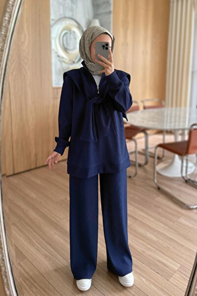 Ka Hijab Комплект з 3 предметів з накидкою на плечі - синій