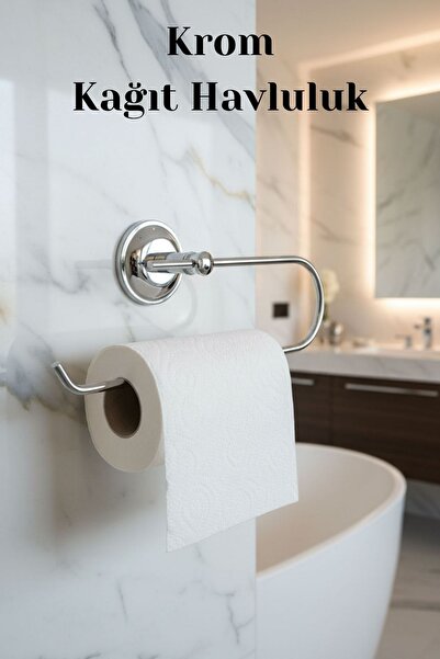 Badem10 Açık Kağıt Havluluk Krom Gümüş Metal Duvara Monte Vidalı Banyo Tuvale...