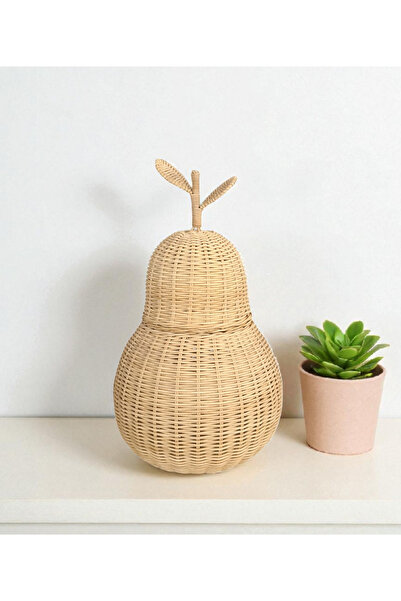 Felis Arte Doğal Bambu El Dokuması Armut , (Büyük Boy) Handmade, Kapaklı , Ru...