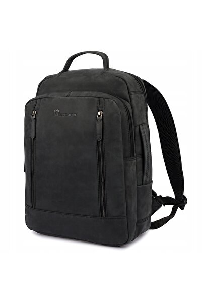 Other Leather backpack for a 15.6 laptop, large A4 business, roomy, black, Beltimore