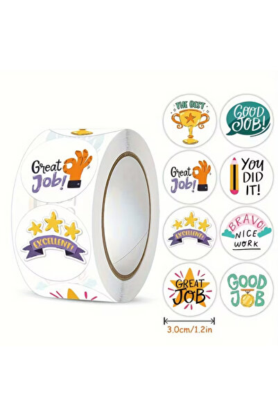 BABUN Öğretmenler İçin Pratik 500 Adet İngilizce Yuvarlak Başarı Motivasyon S...