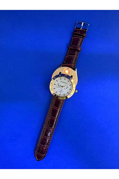 alsepeteavm Metal Kol Saati Usb Şarjlı Çakmak Hem Saat Hem Çakmak