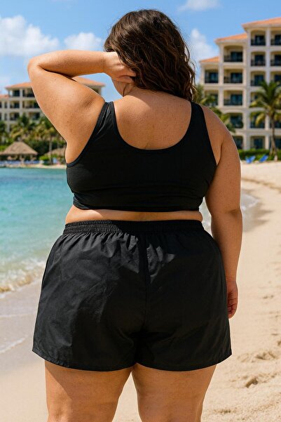 Lio20 Women's Plus Size Swim Pool Shorts - Black - No Pockets - Sizes 3Xl-7Xl