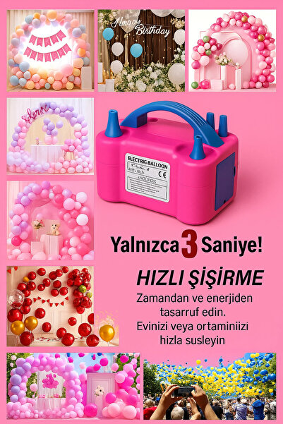 Partini Renklendir Çift Çıkışlı Balon Şişirme Makinası, Elektirikli Balon Pom...