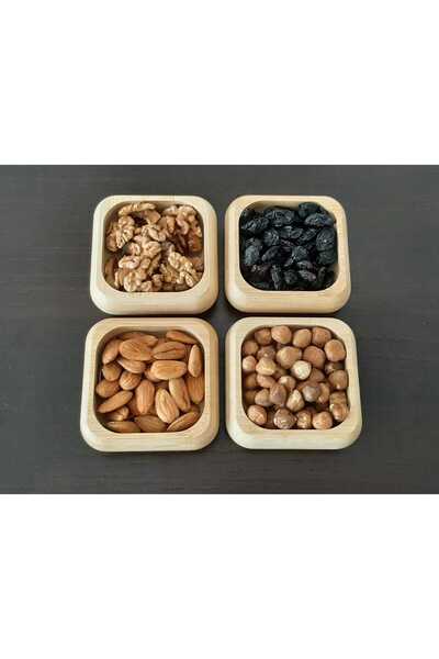 bir sürü eşya pak market 4 Pieces Bamboo Snack Bowl Bamboo Nut Plate - Square Snack Bowl
