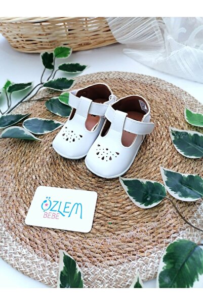 Papulin Cırtcırtlı Çiçek Bebek Ayakkabı-Beyaz - 17 NUMARA