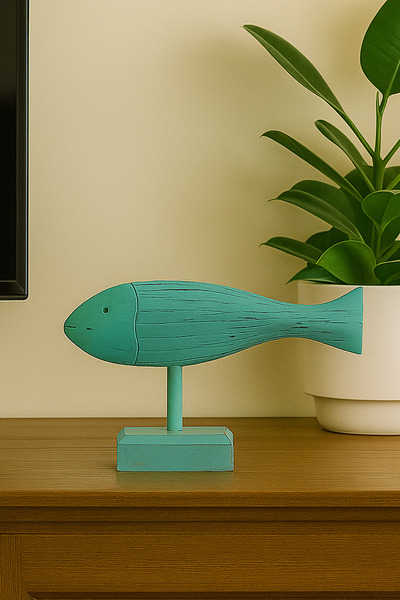 Hedicaret Balık Biblosu Ahşap Dekoratif Biblo Obje İnce