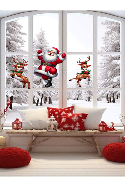 aiki Односторонній, новорічна прикраса, танцюючий Санта-Клаус і олені, 50 x 5...