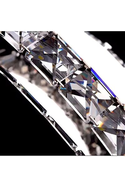 Alessandro DESIGN Lustra Led Suspendata Cu Telecomanda Si Cristal Prism Antea, 2 Cercuri, Lumina Rece/Calda/Neutra, Di