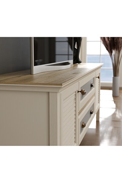 Sakura Ahşap Hunerika Hunor Premium 2 kapak 2 Çekmece tv ünitesi- Minifiks - aytaşı/legnano