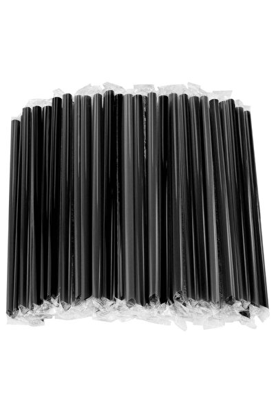 SUPPLIER 120 Black Plastic Straws of 210mm | Individually Paper Wrapped for Hygienic Use | Ideal for