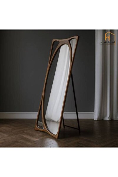 Al Saada Home Modern Design Wooden Stand Mirror - 170×68 cm - Brown