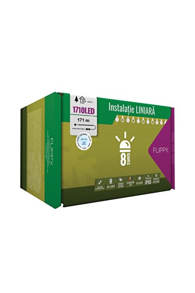 Flippy Instalație Crăciun Profesională Exterior, Liniară, Flippy, 1710 LED Al...