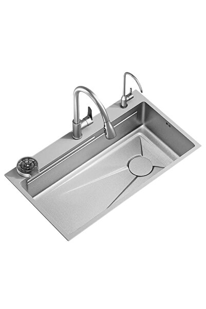 KORMAN Set Chiuveta Bucatarie Inox Cu Baterie Dubla, Cuva Universala Cu Dop Scurgere, Spalator Pahare, Graf